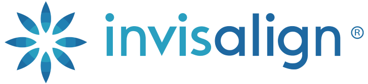 Invisalign logo with blue starburst design and text wordmark for orthodontic treatment