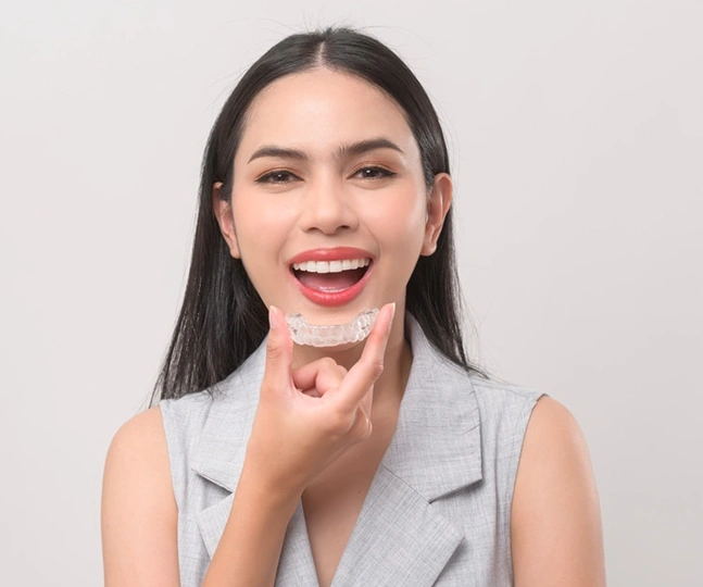 Patient smiling with healthy straight teeth
